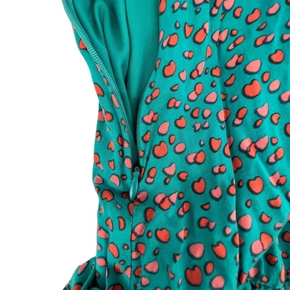 I LOVE H81 Aquamarine Red Heart Short Sleeve Ruffled Dress Size Medium Women’s - Picture 5 of 6